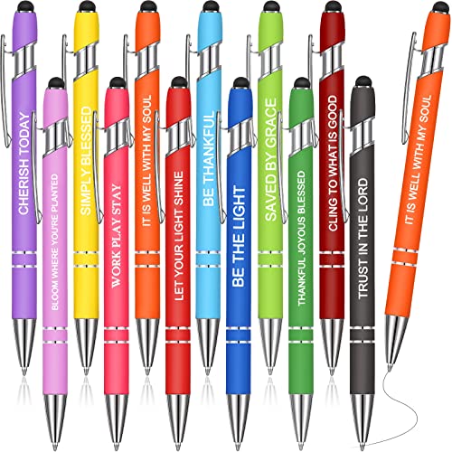 Zonon 12 Pcs Inspirational Pens, Motivational Ballpoint Pen Gifts for Women - color: Fresh Color, style: Bible Style