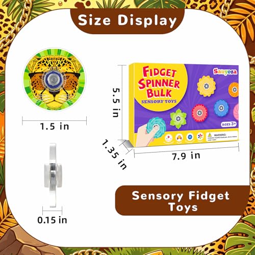 52 Pack Cheetah Fidget Spinners Bulk Party Favors Classroom Prizes - color: Tl-sa-3-animal