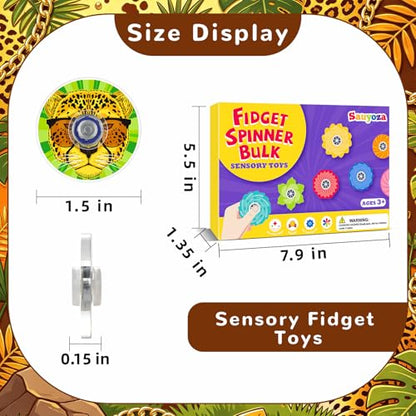 52 Pack Cheetah Fidget Spinners Bulk Party Favors Classroom Prizes - color: Tl-sa-3-animal