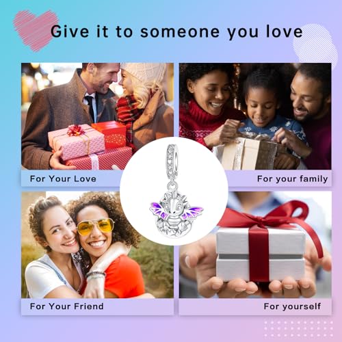 LUXILLA 925 Sterling Silver Charm Golden Family Tree Sparkling Cross Cute Dragon Charms Fits Bracelets Necklace Pendant Bead Jewelry Gift for Women Family Friends - color: Cute Dragon Dangle Charm