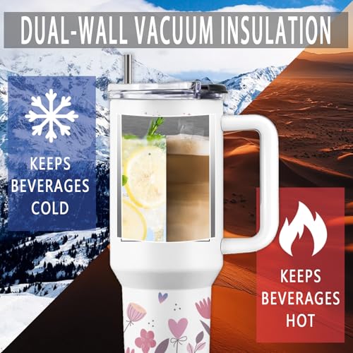 Girlfriend 40 oz Tumbler, with Handle Straw, Stainless Steel Cup - color: Girlfriend
