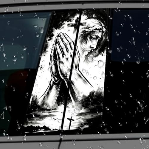 1 Pair Jesus Car B-Pillar Decals, Cross Car Center Pillar Stickers, Waterproof Vinyl Christian Vehicle Door Pillar Sticker Scratch Cover Sticker for Car Auto SUV (Holy Jesus) - color: Holy Jesus