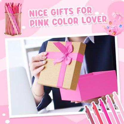 100 Pcs Ballpoint Gel Pens Bulk Retractable, Pink Series - style: Pink Series