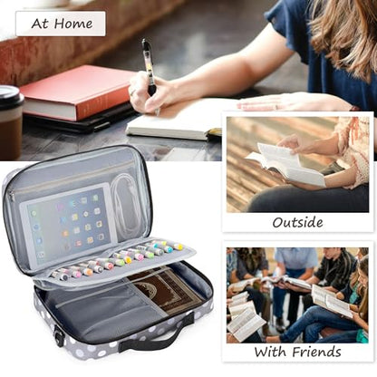 LUXJA Bible Bag with Detachable Pen Holder and Shoulder Strap