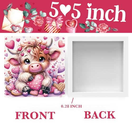 Valentines Decor, Valentines Day Decorations, Highland Cow Valentine's Gifts for Boyfriend Girlfriend, Pink Valentine's Table Decor Highland Cow Decoration Gifts, Office Wooden Decor Signs - color: Valentines Highland Cow-1