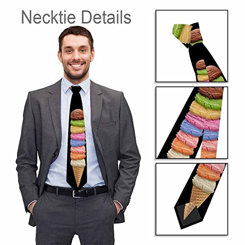Black Dots Men's Neckties Retro Classic Circle Geometry Men's Tie for Mens Teens Business Work Casual Wedding Party - color: Ice Cream