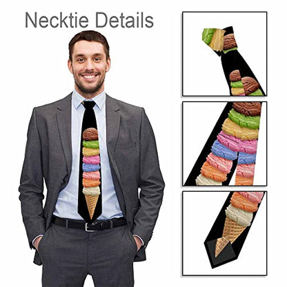 Black Dots Men's Neckties Retro Classic Circle Geometry Men's Tie for Mens Teens Business Work Casual Wedding Party - color: Ice Cream