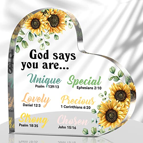 Chunful Christian Gift Women Heart Paperweight Scripture Decor, Sunflower - style: Sunflower