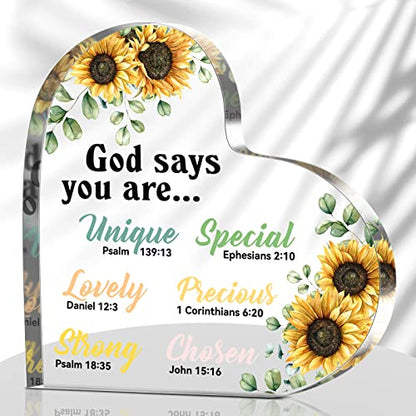 Chunful Christian Gift Women Heart Paperweight Scripture Decor, Sunflower - style: Sunflower