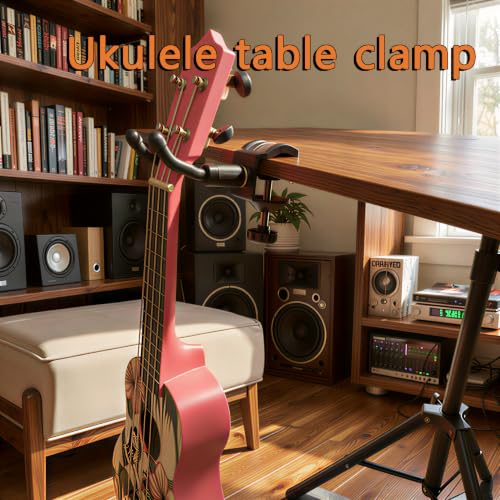 Ukulele Hanger, Ukulele/Mandolin/Banjo Holder Attachment for Microphone Stands,Ukulele Wall Mount Stand