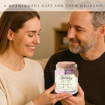 Hubby Bible Verse Jar – Father day Gifts for Husband, 92 Color-Coded Bible Verses “Read This When” | Christian gifts for men - color: Hubby Bible Verse Jar