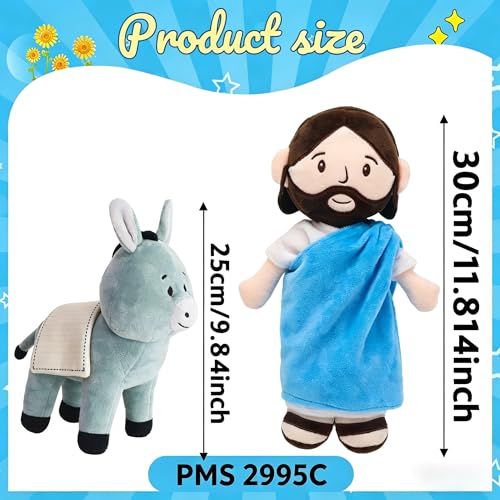 Yelakey Jesus and Donkey Plush Toys, 11.8" Stuffed Religious Toys for Kids - color: 11.8inch/Jesus Rides a Donkey