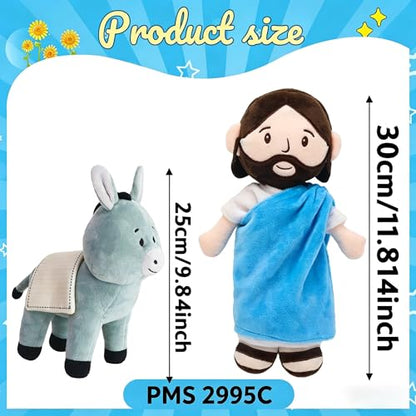 Yelakey Jesus and Donkey Plush Toys, 11.8" Stuffed Religious Toys for Kids - color: 11.8inch/Jesus Rides a Donkey