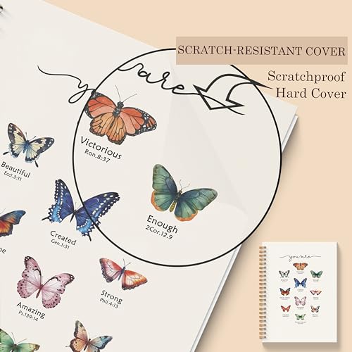 Christian Butterfly Notebook - Inspirational Christian Journal, Bible Verse Spiral Notebooks, Christian School Supplies Notebooks, Motivational Christian Gifts, Coworker Gifts, 5.5x8.3 Inches - color: Bible Butterfly