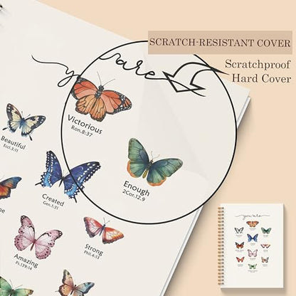 Christian Butterfly Notebook - Inspirational Christian Journal, Bible Verse Spiral Notebooks, Christian School Supplies Notebooks, Motivational Christian Gifts, Coworker Gifts, 5.5x8.3 Inches - color: Bible Butterfly