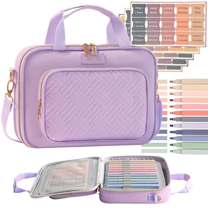 Bible Cover for Women Bible Case, Large Bible Bag, Bible Study Supplies Bible Journaling Kit Book Carrying Case with Bible Highlighters Tabs, Valentines Day Christian Gifts for Women (Purple) - color: Purple