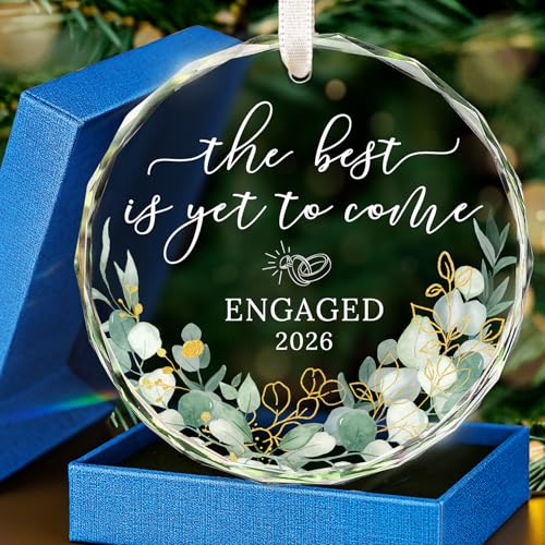 HEXMOZ Engagement Gifts for Couples, Women - Engagement Ornament 2027 - color: Engaged 7 Glass
