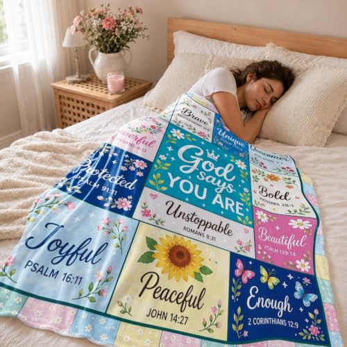 Christian Faith Blanket 50×60in God Says You Are Bible Verse Throw Blanket - color: Christian Blanket-05