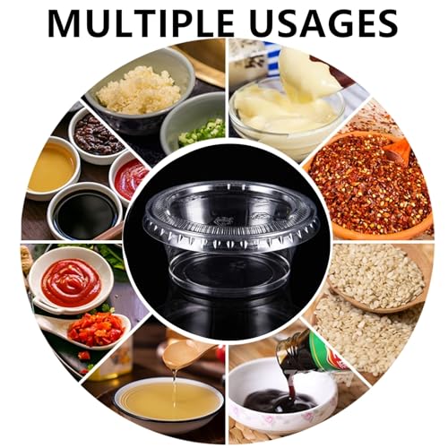 400 Pack 0.5 Oz Disposable Portion Sauce Cups with Lids, Clear Condiment Containers with Lids, Jello Shot Souffle Cups, Sampling Tasting Cups for for Parties and Events, Communion
