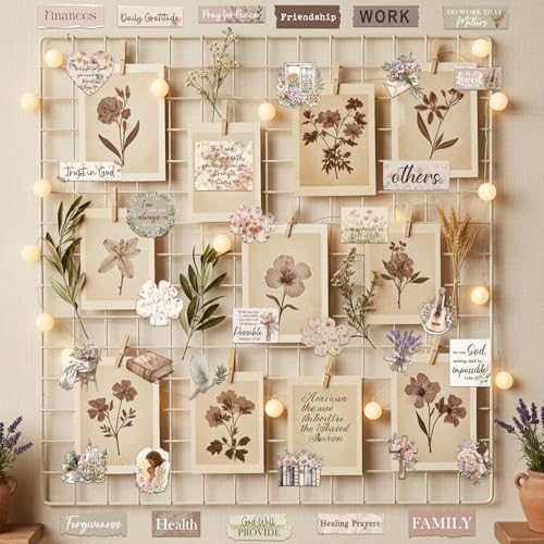 Prayer Board Supplies Kit - 50 Pcs Christian Jesus Bible Stickers - color: Flower
