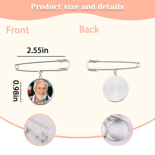 Wedding Double Picture Frame Brooch for Bride Grooms Boutonniece Pin for Wedding Bouquet - color: Color R