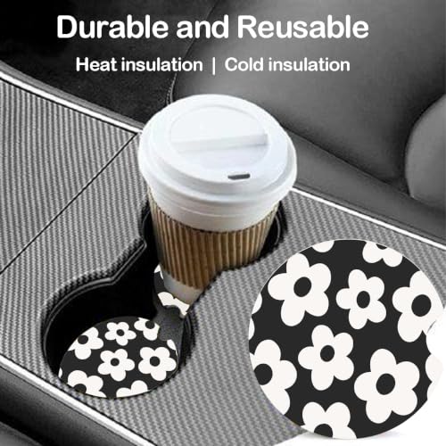 Ceramic Car Coasters – Absorbent Car Cup Holder Coaster Set for Women, Cute Aesthetic Car Accessories for Girls, 2 Pack (Carbon Black) - color: Carbon Black