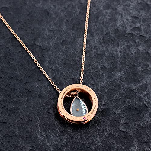 Uloveido Christian Circle Round Ring Necklace Engraved Faith As Small As A Mustard Seed Can Move Mountains Y958 - style: Pink CZ-rose gold-Drop
