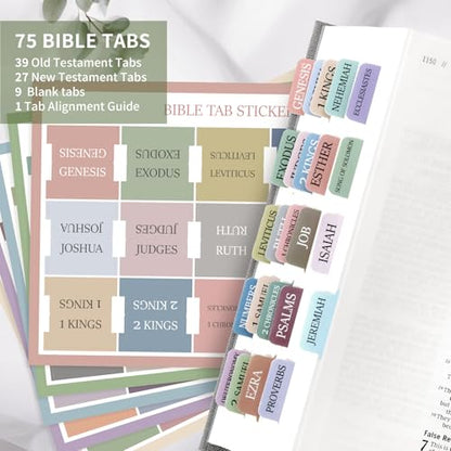 Taja Bible Tabs, 75 Large Print Index Tabs for Women & Men - color: F-macaron