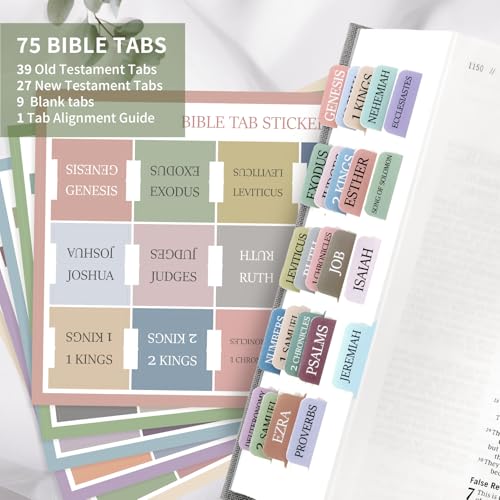 Taja Bible Tabs, 75 Large Print Index Tabs for Women & Men - color: F-macaron