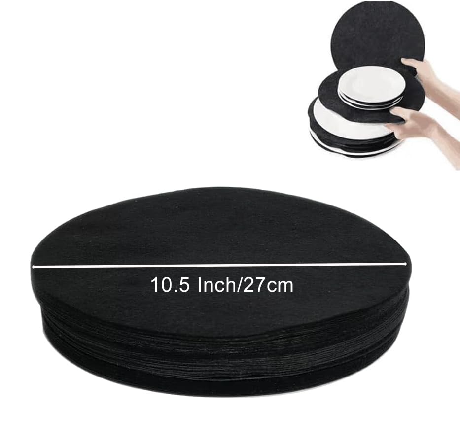 YYCRAFT Felt Plate China Storage Dividers Protectors 36 Pack Black Thick Premium Soft Round Felt Circles (10.5 Inch,Black) - size: 10.5 Inch(Black)