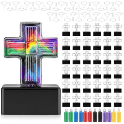 Teyva 90 Pcs Sand Art Cross Craft Kit, 24 Bottles 12 Sand 24 Funnels