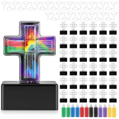 Teyva 90 Pcs Sand Art Cross Craft Kit, 24 Bottles 12 Sand 24 Funnels
