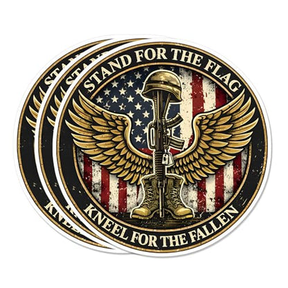 4 Pcs Patriotic Military Stickers - Stand for the Flag Kneel for the Cross - color: Patriotic Sticker