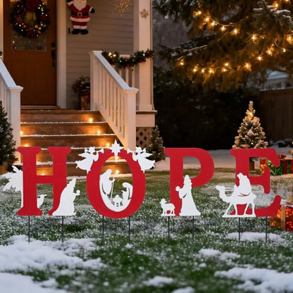 Bshine Christmas Hope Outdoor Garden Stake, 4 Pack Yard Sign Decor Stake - size: 16.8" Hope