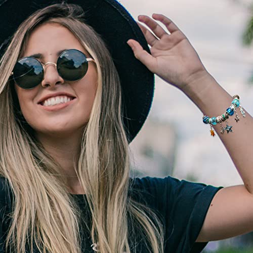 Madison Tyler Religious Prayer Bracelet For Women - style: Gold Plated/Silver Plated/Rose Gold Plated Patina Turquoise Stretch Heart Love Bracelet