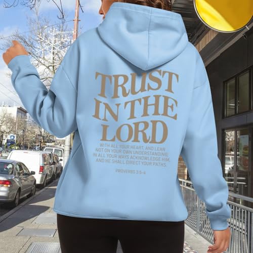 Tuislay Trust In The Lord Hoodie Christian Sweatshirts Women - color: Blue, size: Small