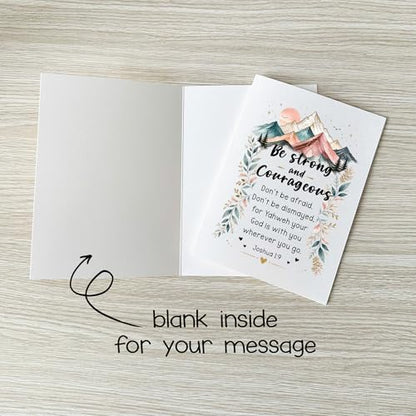 Be Strong and Courageous Card Christian Encouragement Cards Joshua 1:9 Bible Verse Scripture Greeting Gift for Friend Bestie Prayer Partner Pastor Mom Dad Sibling Family Coworker - color: Be Strong And Courageous Joshua 1:9