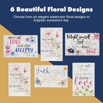 BEST PAPER GREETINGS Inspirational Cards with Envelopes - 60 Pack, 4 x 6 in, 6 Floral Designs - Christian Greeting Cards with Scripture Encouragement & Bible Verse Notes - size: 60-pack