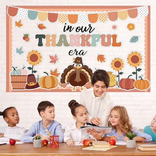 ojustbeok Fall Turkey Bulletin Board Set Thankful Era Classroom Decor - style: Thanksgiving Turkey