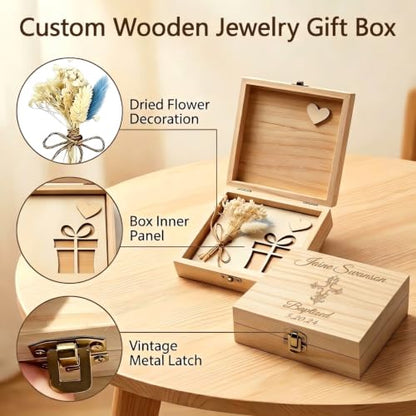 Personalized Baptism Jewelry Box, Wooden Memory Storage Keepsake - color: Natural Wood