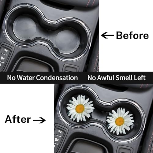 Daisy Flower Car Cup Holder Coasters 2 Pack 2.63" for Women - color: Clear