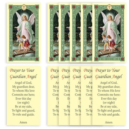 ESNOY 10 Pack Guardian Angel Prayer Cards – Catholic Guardian Angel The Protector – Holy Card with Prayer