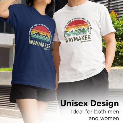 Waymaker Christian T-Shirt for Men, Women, Unisex - 100% Cotton Faith-Based Graphic Tee - Inspirational Religious Shirt - color: Navy, size: Small