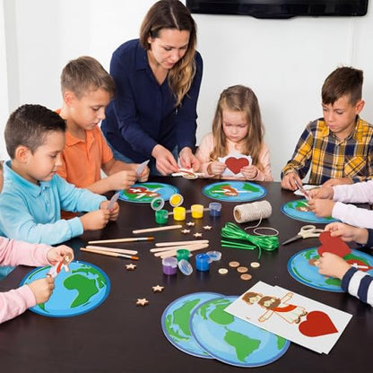 Mifoci 24 Sets John 3: 16 Globe Craft Ornaments Kits, Christian DIY Cards with Stickers Religious Classroom Home Activities Craft Kits, VBS Vacation Bible School Back to School Hanging Decorations