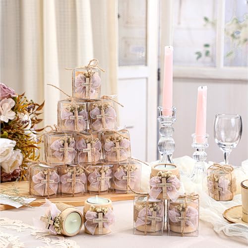 MTLEE 16 Pack Wooden Tealight Candle Holder Kit Guest Gifts, Cute - color: Multicolor