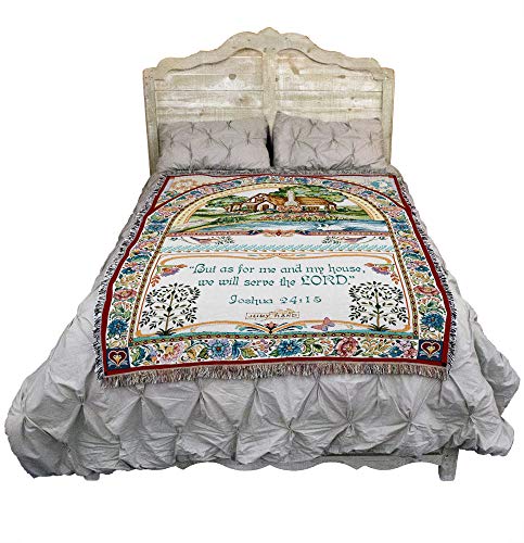 Pure Country Weavers We Will Serve The Lord Blanket by Judy Hand - Scriptures - Joshua 24:15 - Religious Gift Tapestry Throw Woven from Cotton - Made in the USA (72x54) - color: Joshua 24:15, size: 72" x 54"