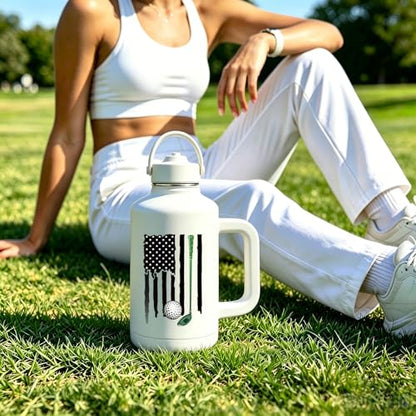 Golf Gifts for Men Golfer 64 oz Water Bottle Insulated with Straw and Handle, Fathers Day Golf Gift for Dad Gift from Daughter and Son, Fathers Day Gift for Golfer Men Grandpa Papa Daddy Husband - color: Golf