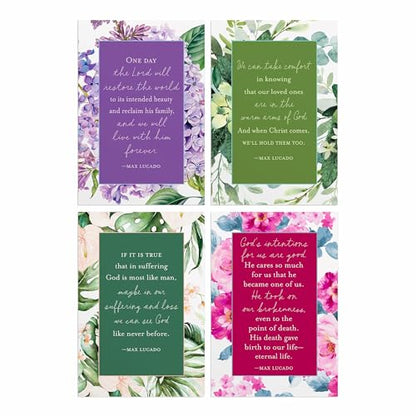 DaySpring - Max Lucado With Sympathy - 4 Botanical Design Assortment with Scripture - 12 Sympathy Boxed Cards & Envelopes (J9180)