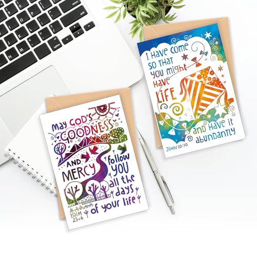 Christian Greeting Cards with Scripture, Pack of 9, Blank with Envelopes - color: Multicolored / CH4001
