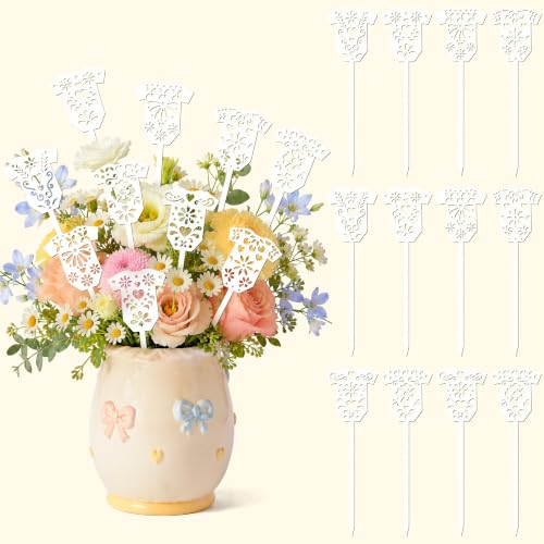 TICIAGA Cielito Lindo Baby Shower Bodysuit Wooden Picks Floral Vase Filler - color: White Papel Picado